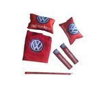 Volkswagen Kırmızı Penye Servis Kılıfı,2 Adet Deri Yastık Ve 2 Adet Kemerlik,ayna Ipi Hediyesi