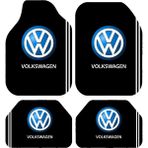 Volkswagen Logolu Siyah Oto Paspas Takımı, 4'lü Set, Modern Tasarım, Kaymaz Taban ve Kumaş Yüzey - Renkli