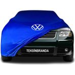 Volkswagen Passat B5.5 (2000 - 2005) Mavi Kumaş Araba Branda Logolu Kumaş Araba Brandası Penye Oto Branda - Araç modeline özel tasarım