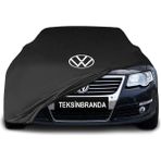 Volkswagen Passat B6 (2005 - 2010) Siyah Kumaş Araba Branda Logolu Kumaş Araba Brandası Penye Oto Branda - Araç modeline özel tasarım