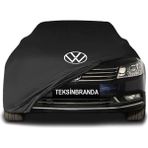 Volkswagen Passat B7 Sedan (2010 - 2014) Siyah Kumaş Araba Branda Logolu Kumaş Araba Brandası Penye Oto Branda - Araç modeline özel tasarım