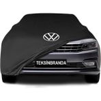 Volkswagen Passat B8-B8.5 (2014 - ) Siyah Kumaş Araba Branda Logolu Kumaş Araba Brandası Penye Oto Branda - Araç modeline özel tasarım