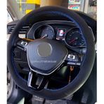 Volkswagen Polo 2017 Uyumlu Alkantara Dikmeli Direksiyon Kılıfı Mavi Ipli