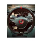 Volkswagen Polo 2017 > Uyumlu Dikmeli Direksiyon Kılıfı Alkantara-carbon Kırmızı Yüzüklü