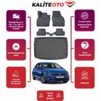 Volkswagen Polo 2020 Model Üst Bagaj Havuzu+4d Araca Özel Havuzlu Paspas Takımıı Prqx - Siyah