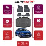 Volkswagen Polo 2021 Model Trendline Bagaj Havuzu+4d Araca Özel Havuzlu Paspas Takımıı Prqx - Siyah