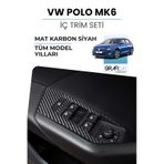 Volkswagen Polo Mk6 Uyumlu İç Trim Folyo Set / Mat Karbon Siyah
