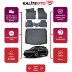 Volkswagen Tiguan 2023 Model Alt Bagaj Havuzu+4d Araca Özel Havuzlu Paspas Takımıı Prqx - Siyah