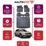 Volkswagen Tiguan All Space 2019 Model Bagaj Havuzu+4d Araca Özel Havuzlu Paspas Takımıı Prqx - Siyah