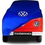 Volkswagen Transporter T2 1967 - 1979 Mavi Kumaş Araba Branda Logolu Kumaş Araba Brandası Penye Oto Branda - Araç modeline özel tasarım