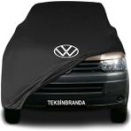 Volkswagen Transporter T5 2003 - 2015 Siyah Kumaş Araba Branda Logolu Kumaş Araba Brandası Penye Oto Branda - Araç modeline özel tasarım