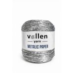 vollen yarn Premium Metalik Kagıt Ip,Parlak Çanta Ipi,200 Gr- 320 M , Simli Metalik Ip,Metalik Abiye Ip