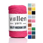 vollen yarn Taranan Makrome Ipi, 3mm Tek Büküm,makrome Örgü Ipi, Taranabilir Pamuk Makrome, Fuşya