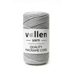 vollen yarn Taranan Makrome Ipi, 3mm Tek Büküm,makrome Örgü Ipi, Taranabilir Pamuk Makrome, Gri