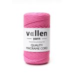 vollen yarn Taranan Makrome Ipi, 3mm Tek Büküm,makrome Örgü Ipi, Taranabilir Pamuk Makrome, Pudra Pembe