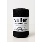 vollen yarn Taranan Makrome Ipi, 3mm Tek Büküm,makrome Örgü Ipi, Taranabilir Pamuk Makrome, Siyah