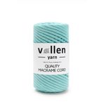 vollen yarn Taranan Makrome Ipi, 3mm Tek Büküm,makrome Örgü Ipi, Taranabilir Pamuk Makrome, Su Yeşili
