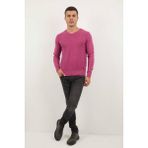 Voltaj Eloise V Yaka Erkek Triko Kazak Pembe - XL