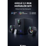 Voltico 2.1 RGB Gaming Hoparlör Seti – Güçlü Bass, LED Aydınlatma, USB/TF/AUX Uzaktan Kumandalı Ses Sistemi