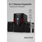 Voltico 2+1 Stereo Bluetooth Hoparlör | Uzaktan Kumandalı | Şık Tasarım & Güçlü Ses - Siyah
