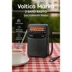Voltico 3 Band Radyo – Şarj Edilebilir, Mükemmel Ses Kalitesi, Type-C Girişli Taşınabilir Radyo