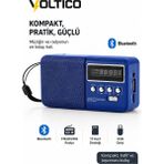 Voltico Bluetooth Taşınabilir Fm/am/sw Radyo Hoparlör | USB & Tf Kart Destekli, Kompakt, Güçlü Ses Performanslı Mini Müzik Çalar - Mavi