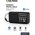 Voltico Bluetooth Taşınabilir Fm/am/sw Radyo Hoparlör | USB & Tf Kart Destekli, Kompakt, Güçlü Ses Performanslı Mini Müzik Çalar - Siyah