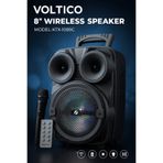 Voltico Kablosuz Bluetooth Hoparlör | 8’’ Woofer, RGB Işık, FM Radyo, Mikrofon ve Kumanda Dahil