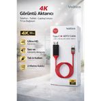 Voltico Type-C HDMI Kablo 4K 30Hz Ultra HD Görüntü Aktarıcı Telefon – Tablet – Laptop TV Bağlantı 2 Metre