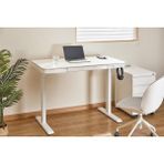 Voltix Elektrikli Çalışma Masası Yüksekliği Ayarlanabilir Hafızalı 1x Type-C 1x Usb-A Kablosuz Şarj ve Kucak Çekmeceli - Beyaz - Krem - 120 x 60 cm