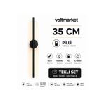 VoltMARKET Türkiye’nin Elektrik Marketi 35 cm Pilli LED Aplik Kablosuz Duvar Lambası Modern Dekoratif Aydınlatma Tekli