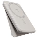 VOLTME MagPak Bej 5K Manyetik Kablosuz Taşınabilir Şarj Cihazı – 5000mAh Batarya, MagSafe & Qi Uyumlu, 7.5W Kablosuz Hızlı Şarj, Katlanabilir Ayaklı Stand, Samsung, Android, iPhone 13/12 Serisi için