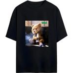 Von Labas Ted Bear- Ayı Teddy Tasarımlı Yüksek Baskı Kaliteli Unısex Yeni Sezon Oversıze Pamuklu T-Shırt - Siyah