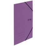 Von Leitz 5'li paket lastikli dosya A4, geri dönüşümlü karton, 150 sayfa için, 3 kapaklı, lastikli klasör, modern von baskılı, okul ve ev için hafif klasör, mor, 30080065
