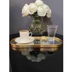 VonaHome Oval Kahve Sunum Tepsisi/Tabağı Aynalı- Altın Renkli Metal - 30x12.5x1.5cm