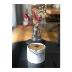 VonaHome Seramik Küllük Bambu Kapaklı Mermer Desenli - Ø10x7cm