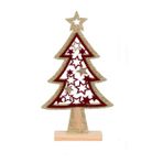 Vonahome Yılbaşı Süsü Dekoratif Çam Ağacı Kırmızı Kadife Altın Glitter 19cm