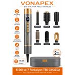 vonapex Volure Saç Şekillendirme ve Kurutma Seti | 6 Başlıklı Hava Üflemeli Multi-Styler | Dijital Ekran, Negatif İyon Teknolojisi | Gri