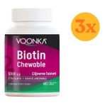 Vonka Voonka Biotin 5000 Mcg 60 Çiğneme Tableti - 3 Adet (Toplam 180 Tablet) - Dezenfektan Hediyeli (%72 Alkol)
