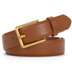 VONMELLI Kadın kemeri, deri kemer, kot pantolon, elbise, bel kemeri, dikdörtgen altın/gümüş tokalı, Kahverengi, S: Passform Taillenumfang 64-79cm