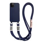 VooDirop Apple iPhone 11 Pro ile uyumlu cep telefonu kılıfı, naylon omuz askısı, yumuşak silikon TPU kılıf, asmak için kordonlu, havalı ve şık bant (gece mavisi)