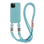 VooDirop Apple iPhone 13 Mini ile uyumlu cep telefonu kılıfı, naylon omuz askısı, yumuşak silikon TPU kılıf, asmak için kordonlu, havalı şık bant (buzul mavisi)