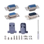 VooGenzek 5 Takım DB9 Erkek ve Dişi D-Sub Lehim Konnektörü, RS232 Paralel DB9 Seri Bağlantı Noktası 9 Pimli D Alt Adaptör Plastik Kaputlu (10 Erkek + 10 Başlık)