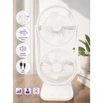 vooka 80° Ayarlanabilir Premium Çift Fanlı Mini Klima Etkili Sessiz Masaüstü Şarjlı Fan - Beyaz