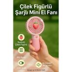 vooka Fan Soğutucu Meyve Figürlü Mini Vantilatör Klima Güçlü Serinletici Taşınabilir Şarjlı Masa Üstü Sessiz Standlı - Pembe