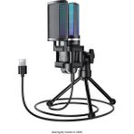 vooka Rgb Işıklı Kablosuz Condenser Mikrofon – Tripod Standlı, USB & Type-C Dongle, 2.4g Wireless, Online - Siyah - Sarı