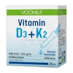 Voonka Vitamin D3+K2 Damla 25 Ml Türkiye Menşeli Organik Zeytinyağı İçeren Takviye Edici Gıda - Aromasız
