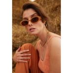 Voque Oval Retro Kadın Cappuccino Güneş Gözlüğü - Bej