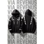 Vordevia Jujutsu Kaisen Sukuna Dövme Ön Arka Baskılı Yumuşak Kumaş Geniş Kalıp Siyah Kapüşonlu Sweatshirt