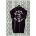 Vordevia Sons Of Anarchy Sırt Baskılı Oversize Geniş Kalıp Sıfır Kollu Siyah Tişört